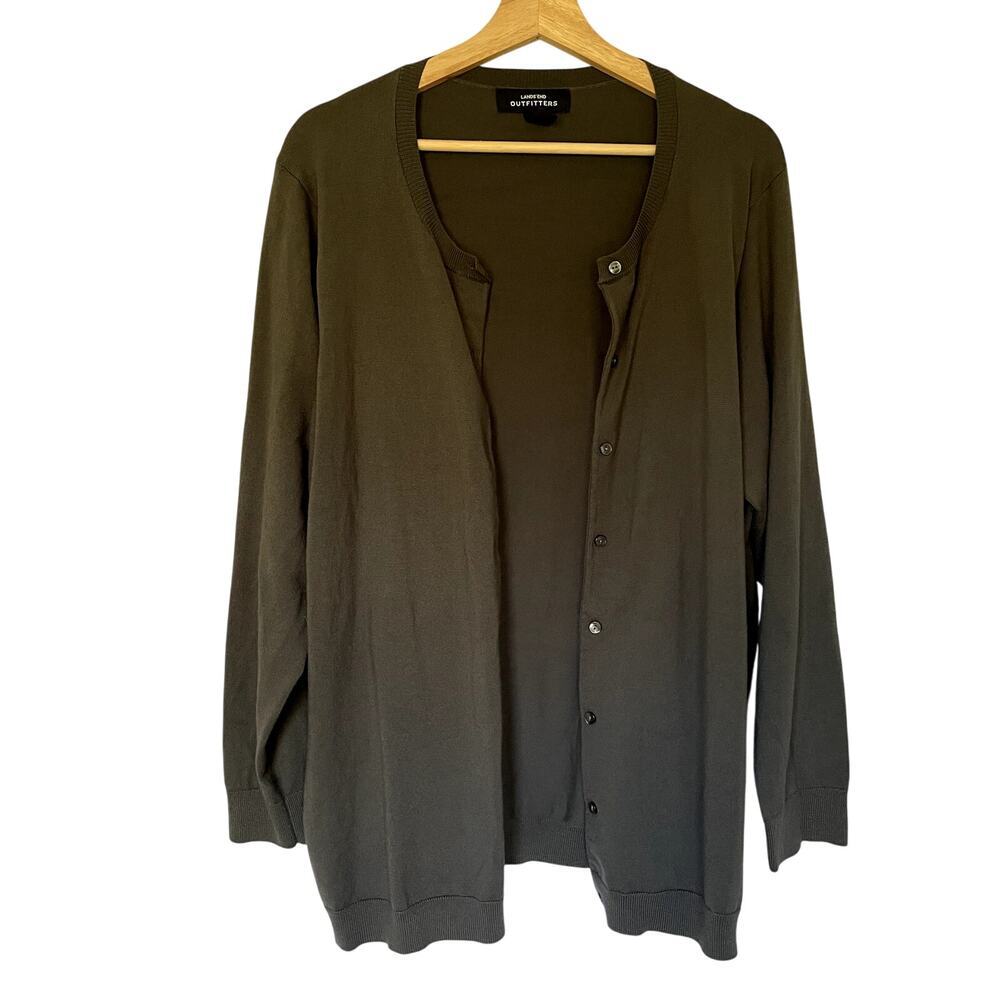 Lands' End gray button front cardigan women's size 1X comfortable sweater